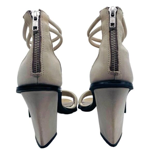 SOL SANA Oscar Leather Triangle Shaped Block Heel Sandals Sz 38 REVOLVE Strappy - Picture 7 of 11